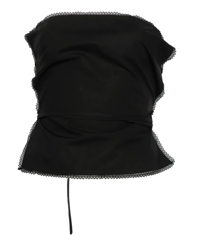 MSGM lace-trim tie-fastening top - Schwarz Schwarz