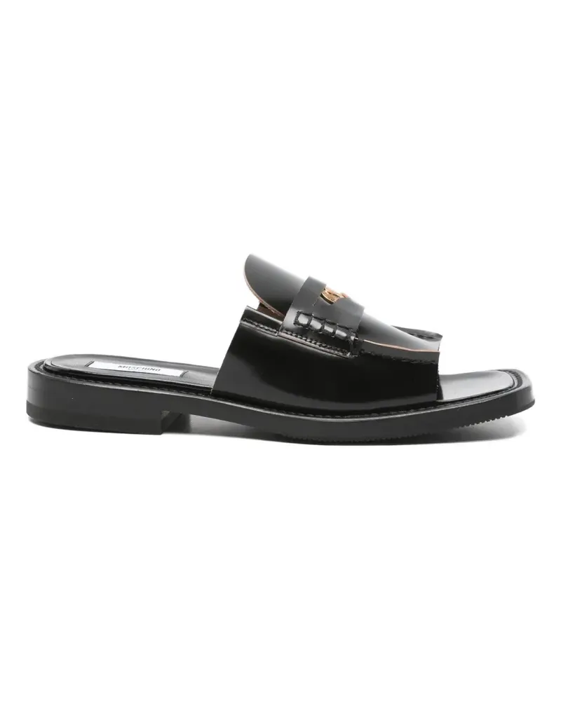 Moschino square-toe flat sandals - Schwarz Schwarz