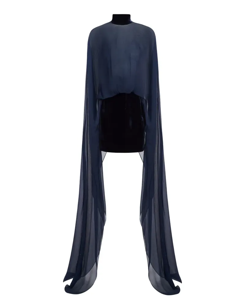 Taller Marmo Valkyria Minikleid mit Cape-Ärmel - Blau Blau