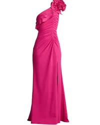 Tadashi Shoji Asymmetrische Robe mit Blumenapplikation Rosa