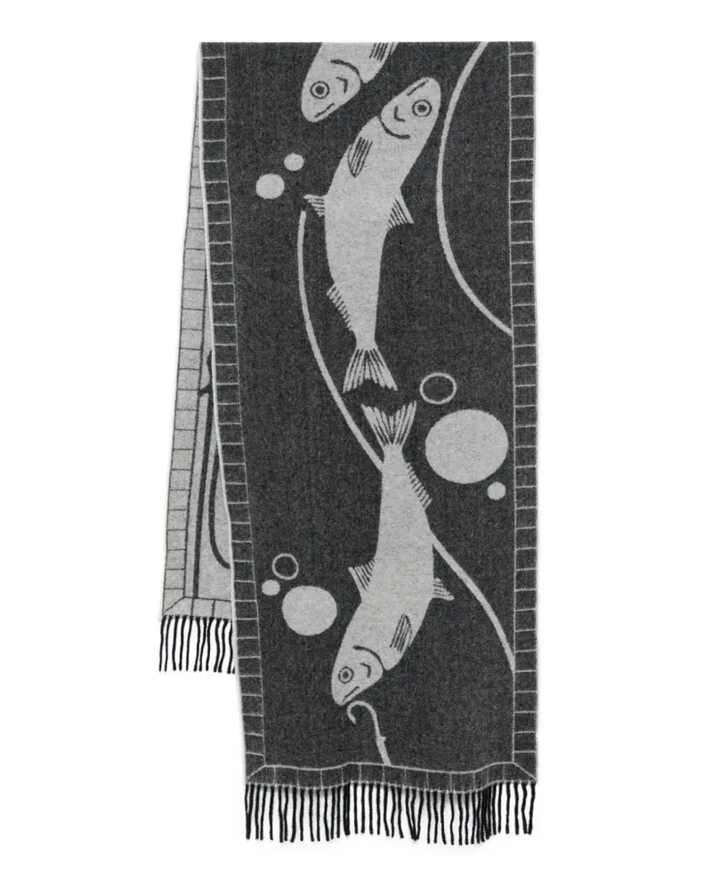 Henrik Vibskov Schal mit Fisch-Print - Schwarz Schwarz
