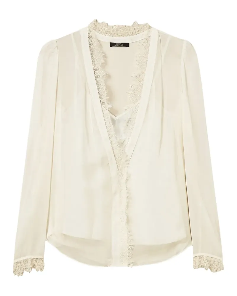 Twin-Set Georgette-Bluse mit Spitze - Nude Nude
