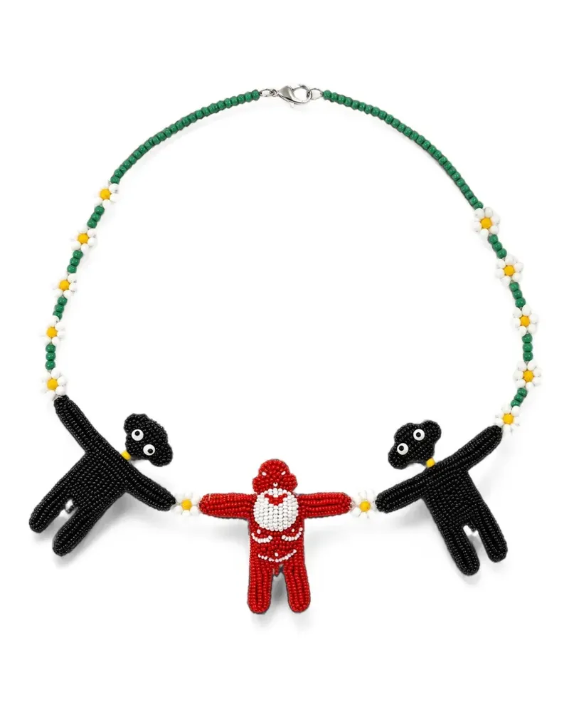 Walter van Beirendonck beaded flower necklace - Grün Grün