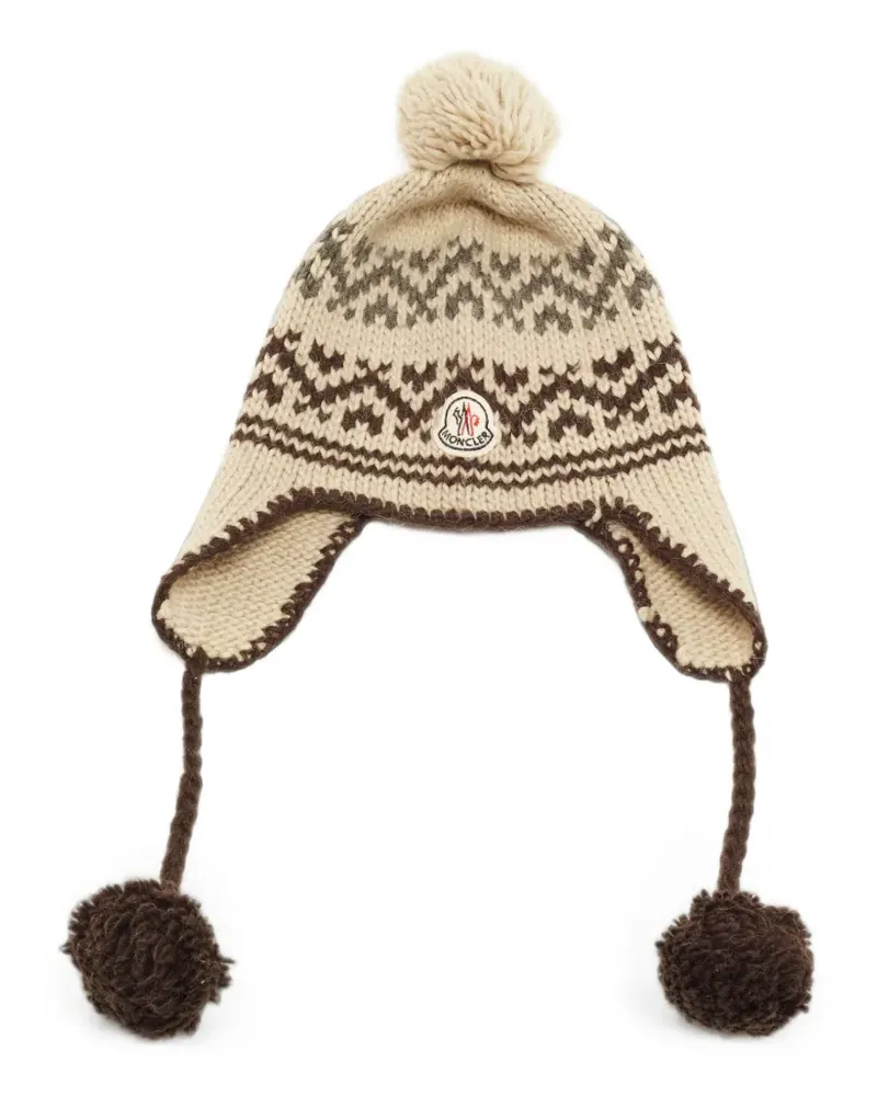 Moncler Fair Isle Chullo beanie hat - Nude Nude