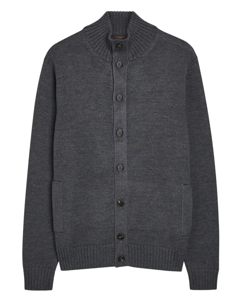 Slowear Geknöpfter Cardigan mit Vordertasche - Grau Grau