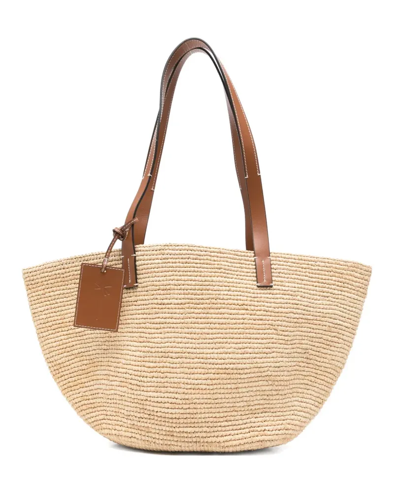 Manebí Basket raffia shoulder bag - Nude Nude