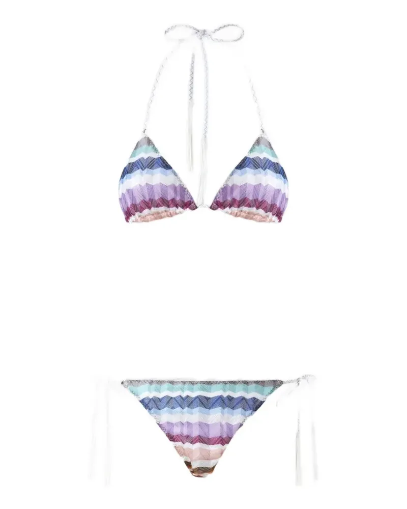 Missoni Zickzack-Bikini mit Quasten - Weiß Weiß