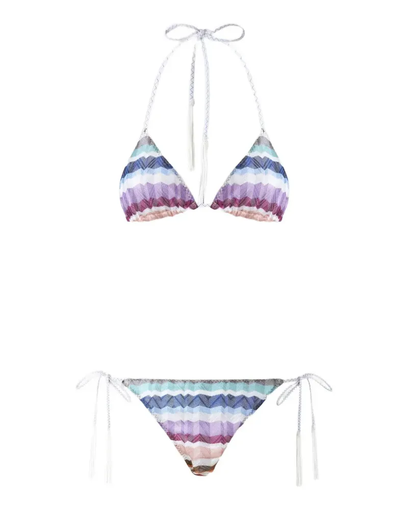 Missoni Zigzag-knit tassel-detail bikini - Weiß Weiß