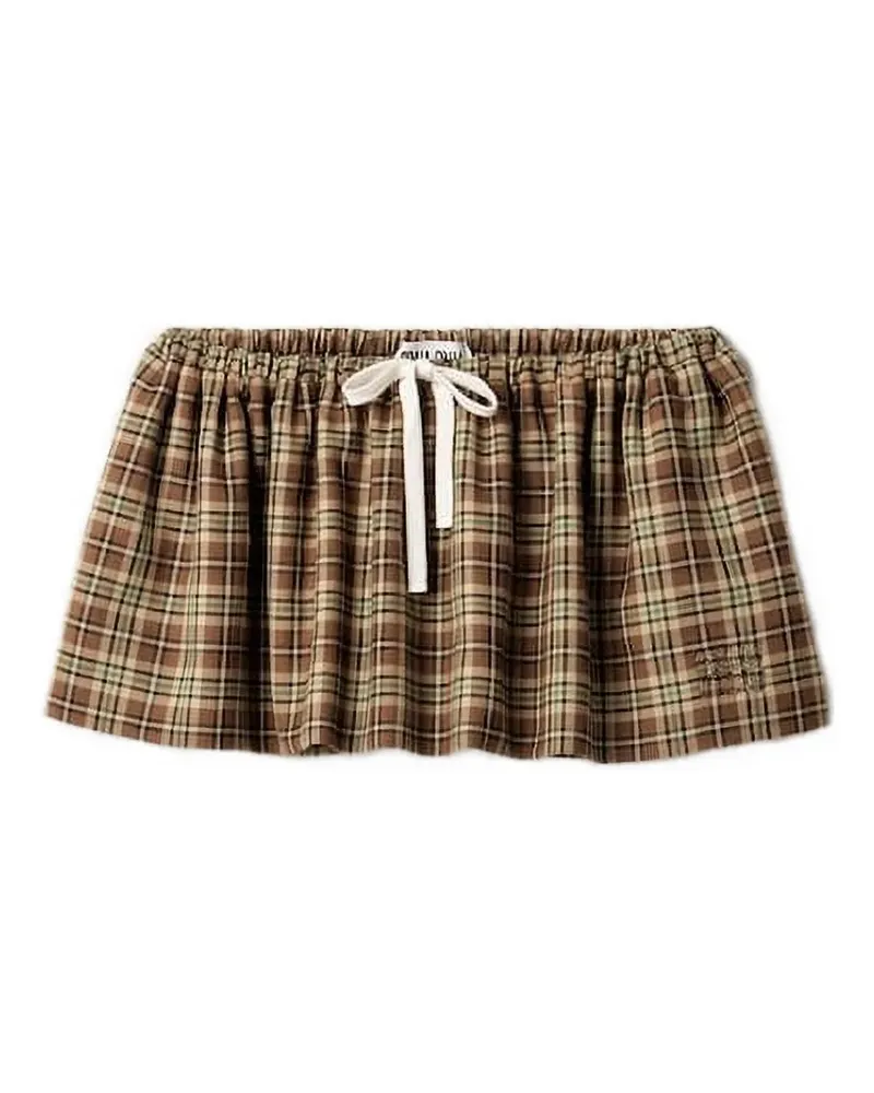 Miu Miu Karierter A-Linien-Rock - Braun Braun