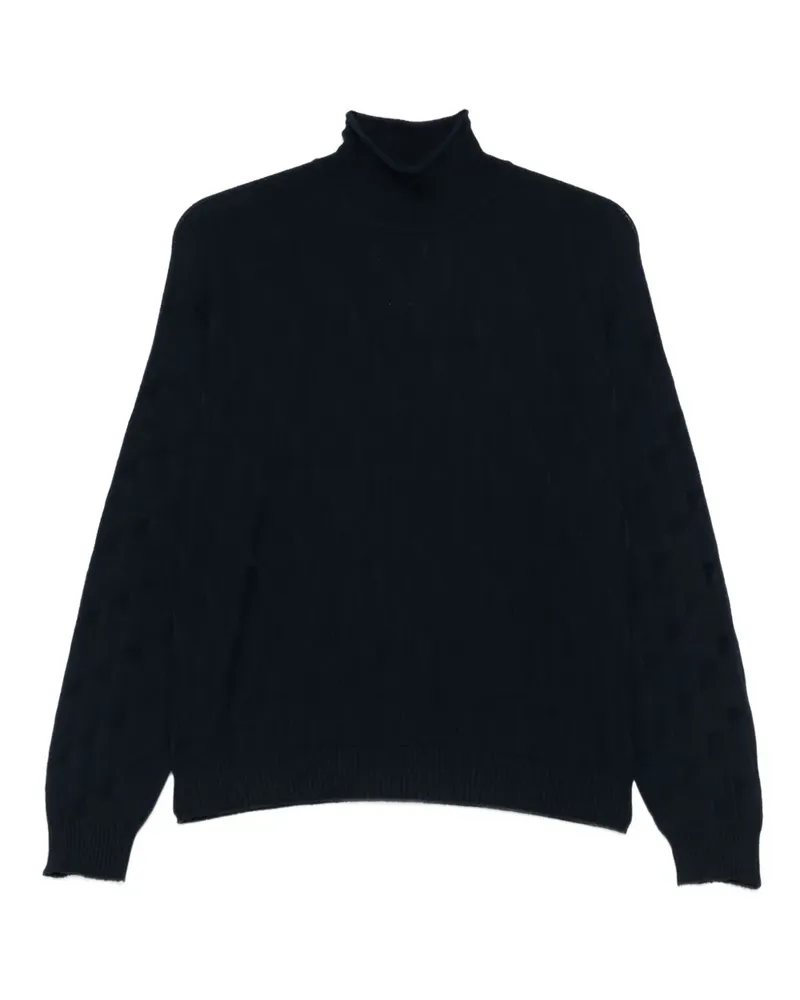 Emporio Armani Rollkragenpullover mit Zopfmuster - Schwarz Schwarz