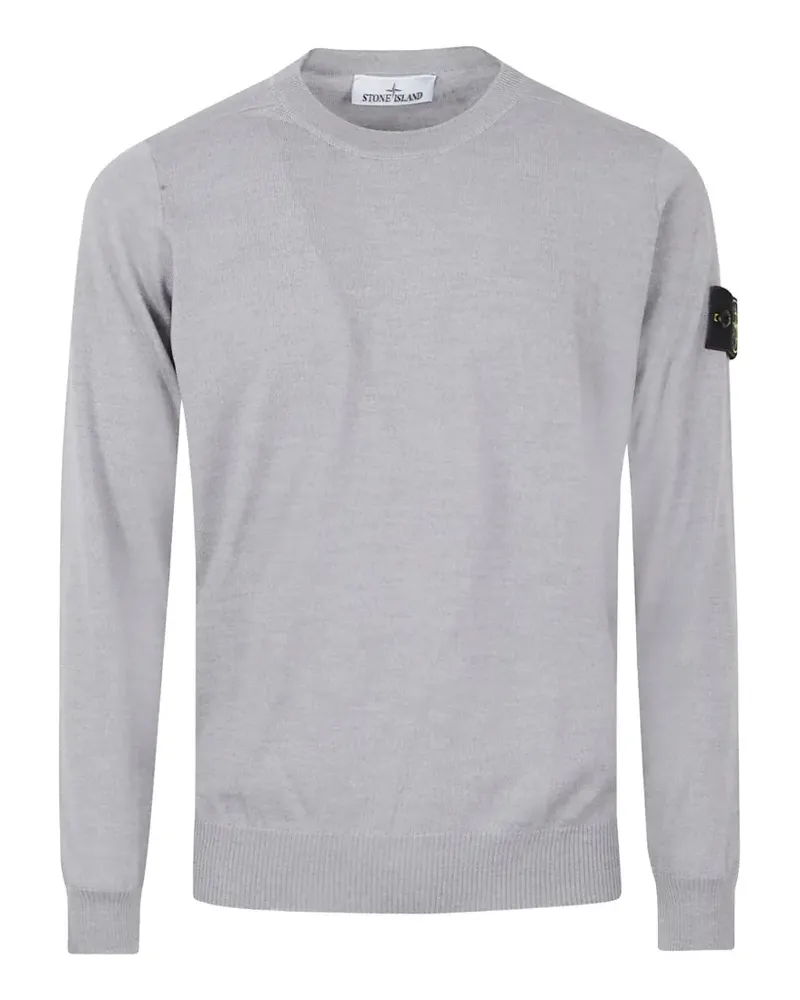 Stone Island Pullover aus Schurwolle mit Logo-Patch - Grau Grau