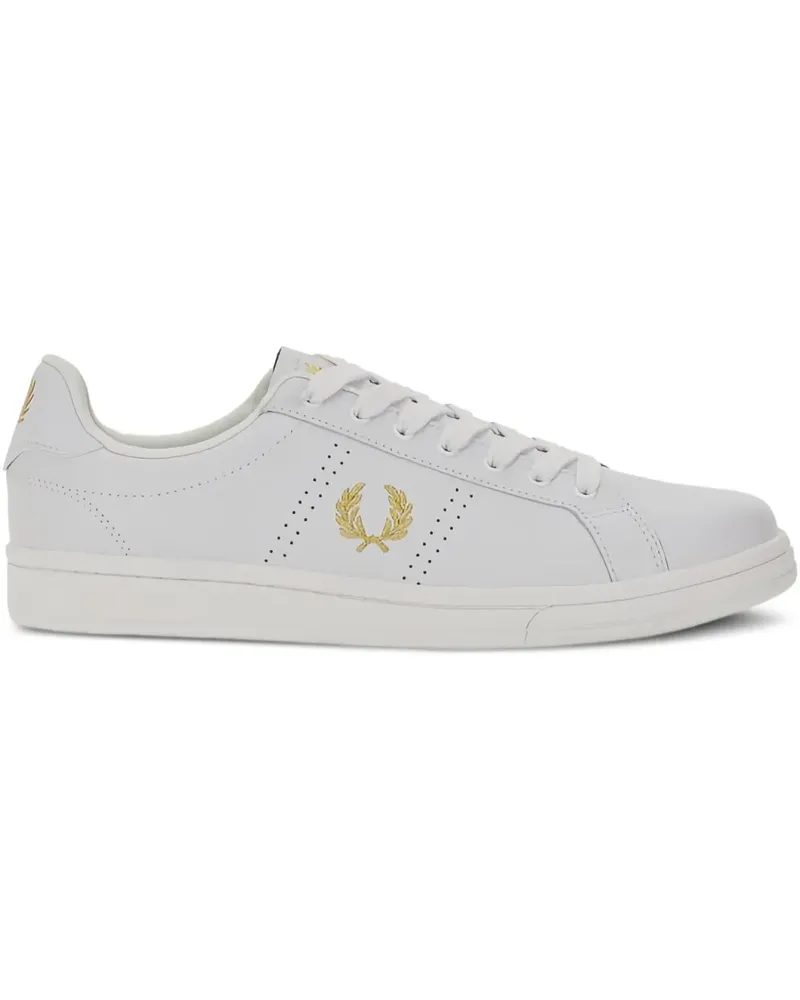 Fred Perry Perforierte Sneakers mit Logo - Weiß Weiß