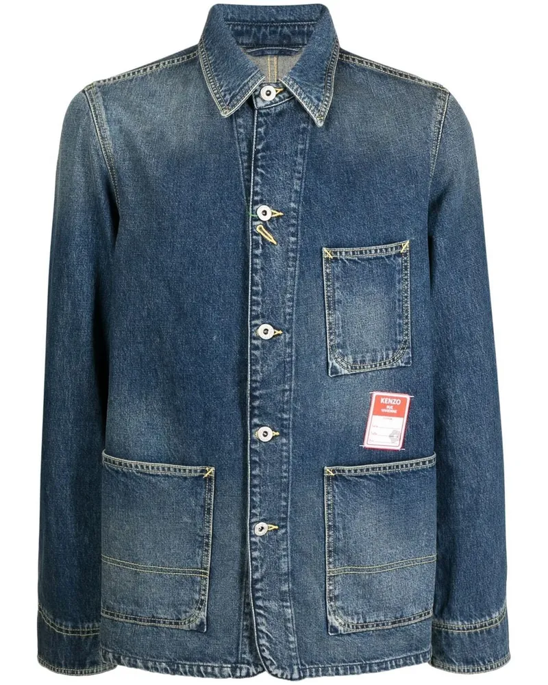 Kenzo Jeansjacke mit Logo-Patch - Blau Blau