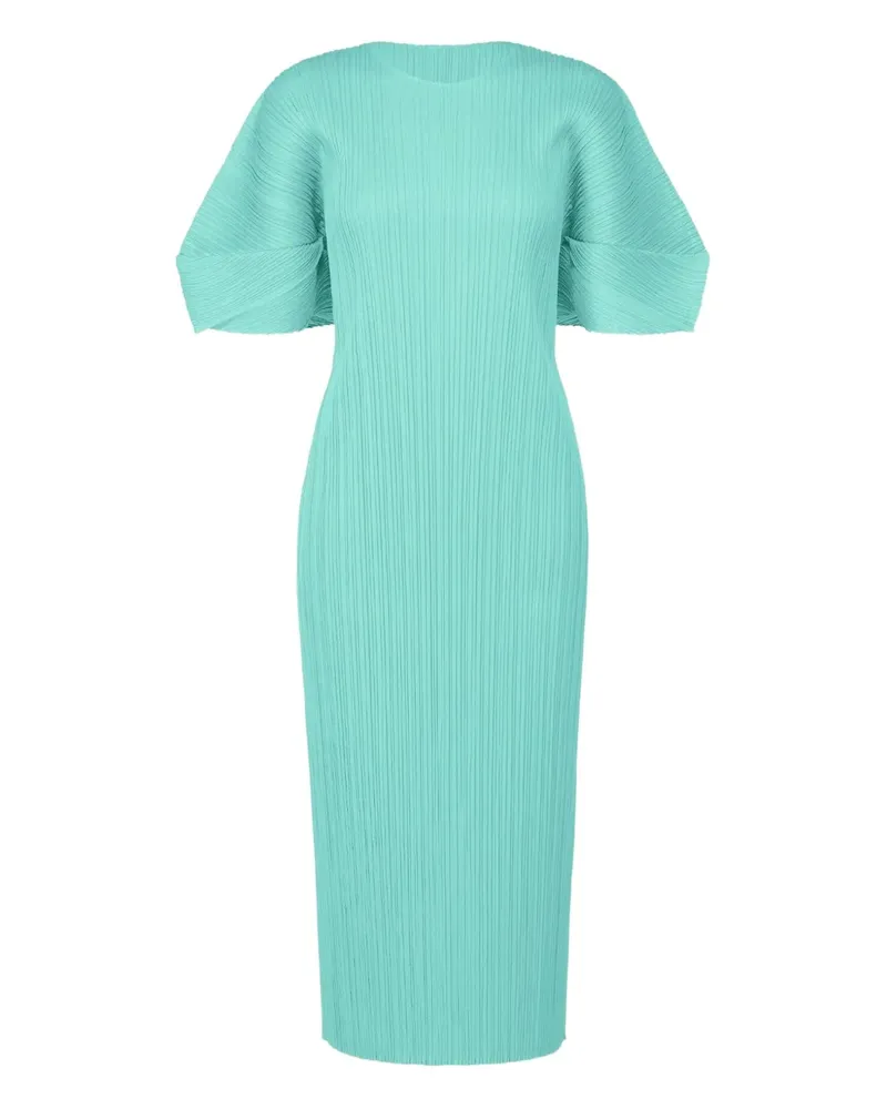 Issey Miyake Plissiertes Kleid mit Puffärmeln - Blau Blau