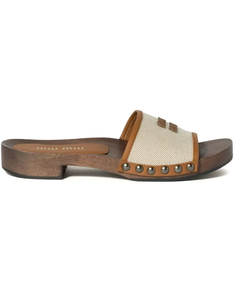 Miu Miu Mules mit Logo-Prägung - Nude Nude
