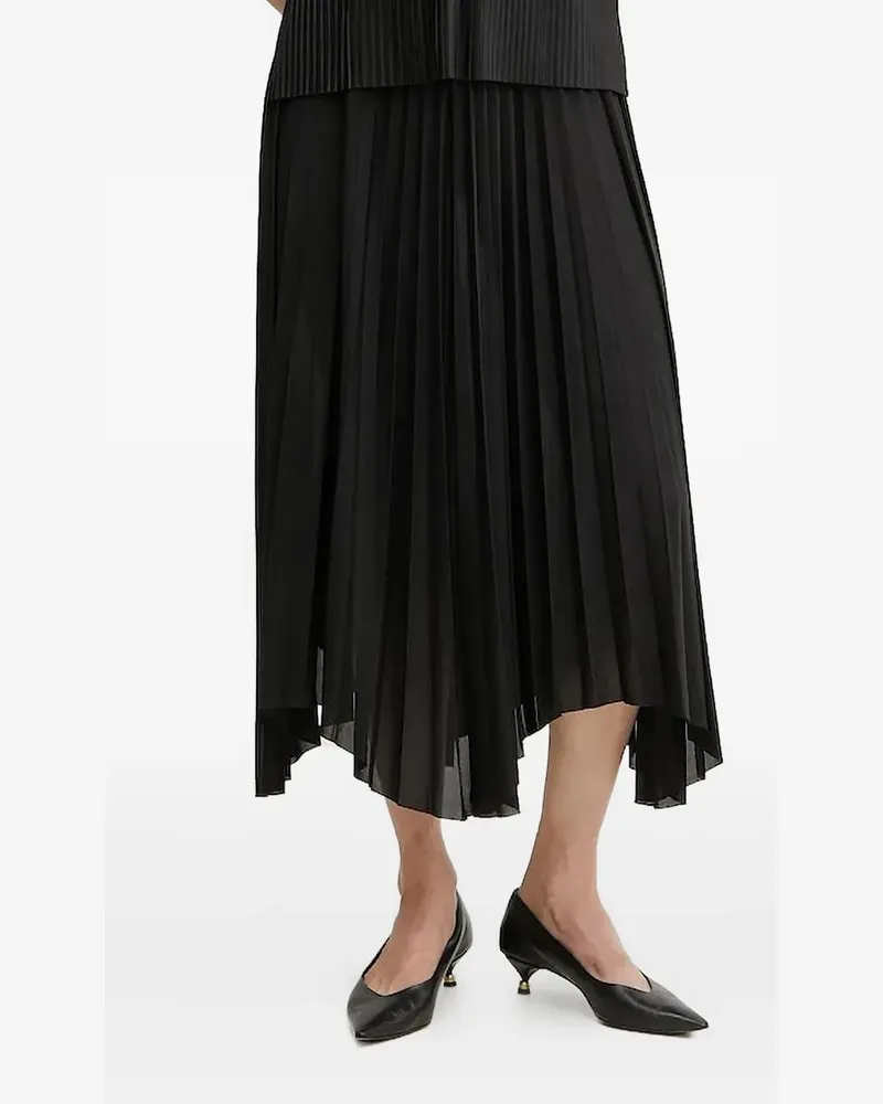 HUGO BOSS Asymmetrischer Midirock mit Falten - Schwarz Schwarz