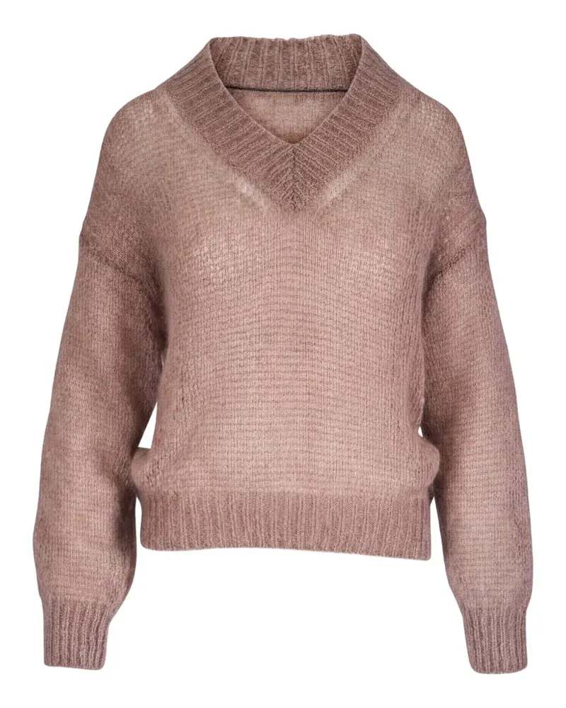 Brunello Cucinelli Pullover mit V-Ausschnitt - Nude Nude