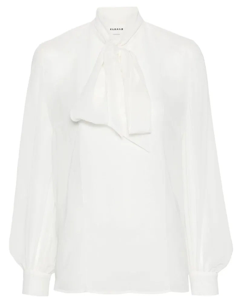 P.A.R.O.S.H. Bluse mit Schleifenkragen - Weiß Weiß
