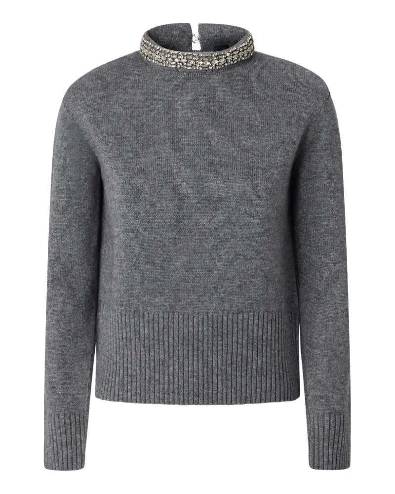 Pinko Stehkragen-Pullover mit Kristallen - Grau Grau