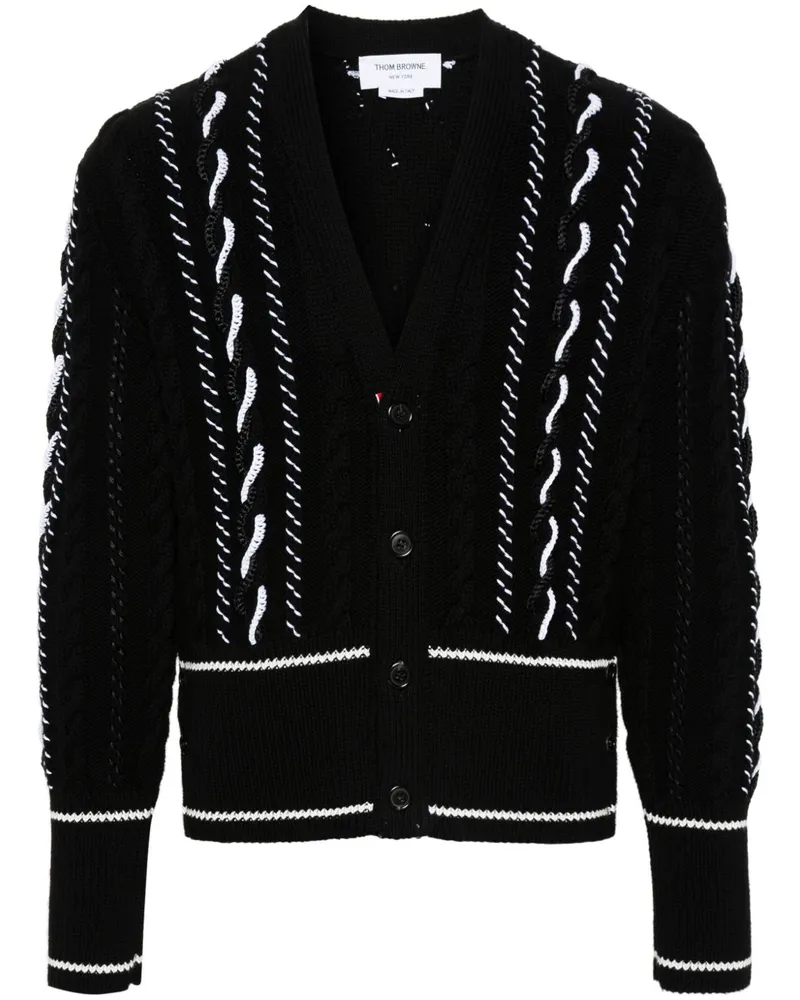 Thom Browne Grob gestrickter Cardigan - Schwarz Schwarz