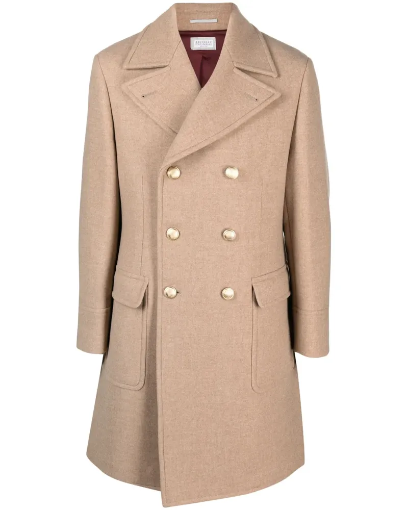 Brunello Cucinelli Doppelreihiger Mantel - Nude Nude