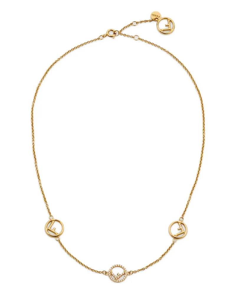 Fendi short logo charm necklace - Metallic Metallic