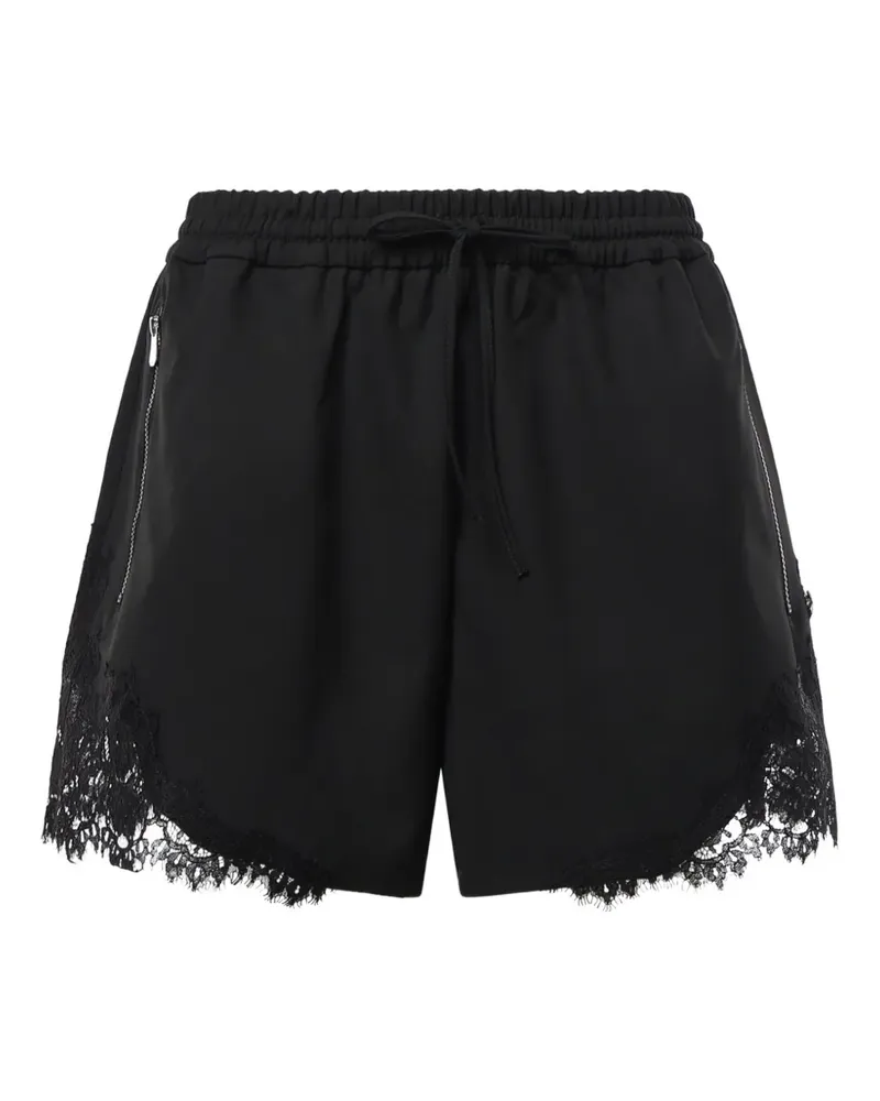 Pinko lace-trim drawstring shorts - Schwarz Schwarz