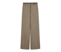 Karierte Hose mit Gürtel - Braun