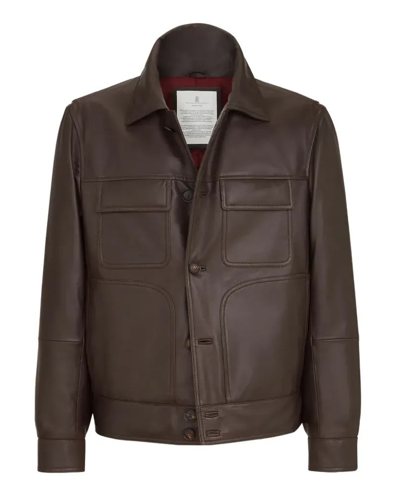Brunello Cucinelli nappa leather outerwear jacket with Thermore® padding - Braun Braun