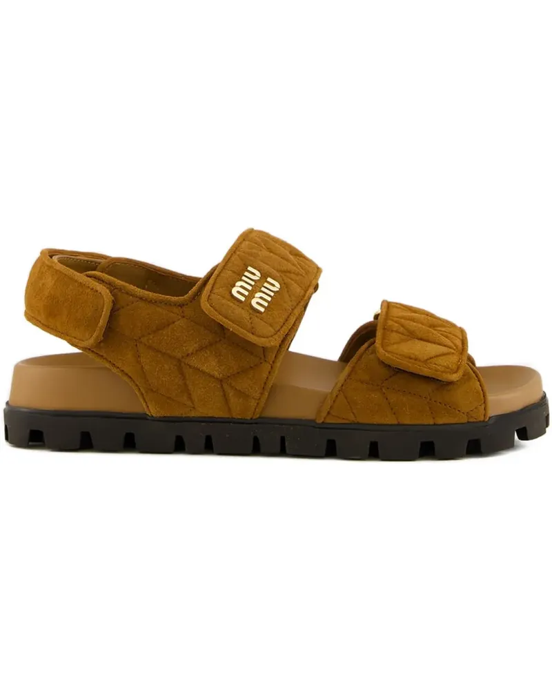 Miu Miu Gesteppte Sporty Sandalen mit Doppelriemen - Braun Braun
