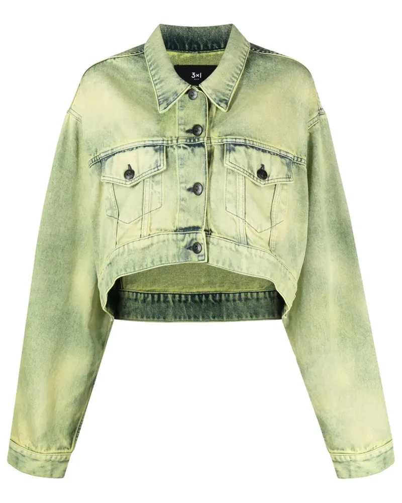3x1 Jeansjacke mit Batikmuster - Grün Grün