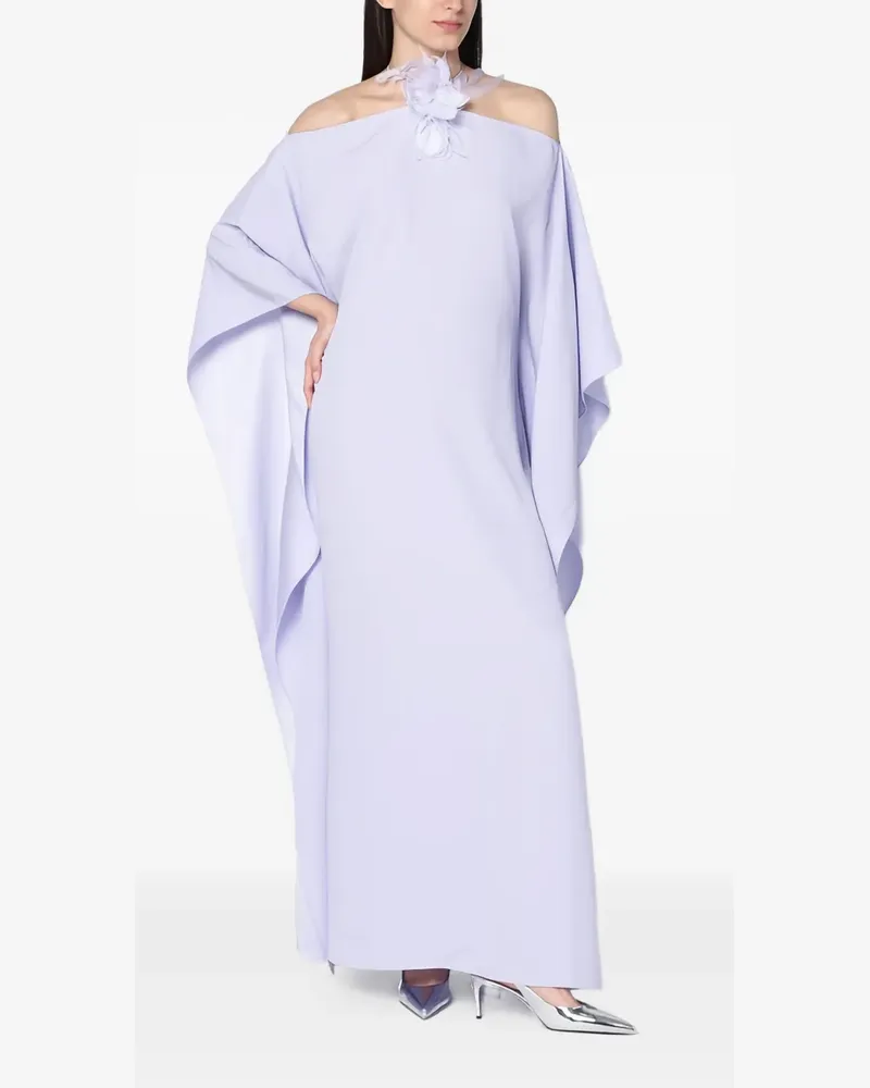 Taller Marmo Schulterfreies Maxikleid mit Federn - Violett Violett