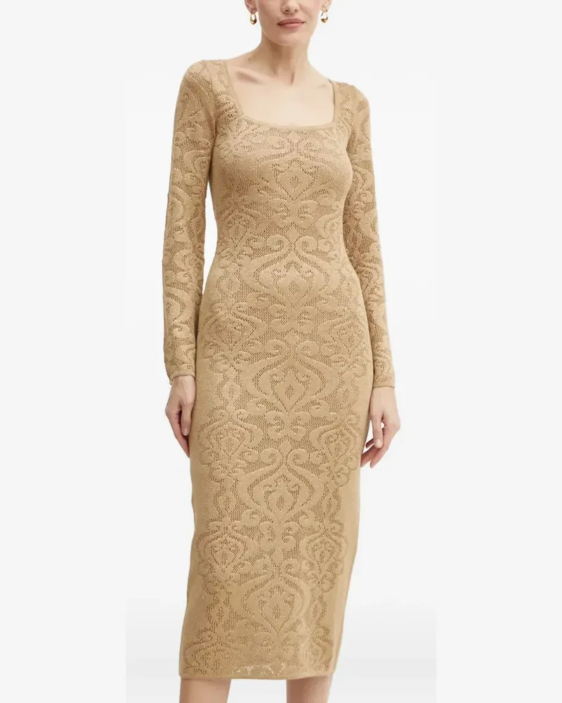 Luisa Spagnoli Gemustertes Midikleid - Nude Nude