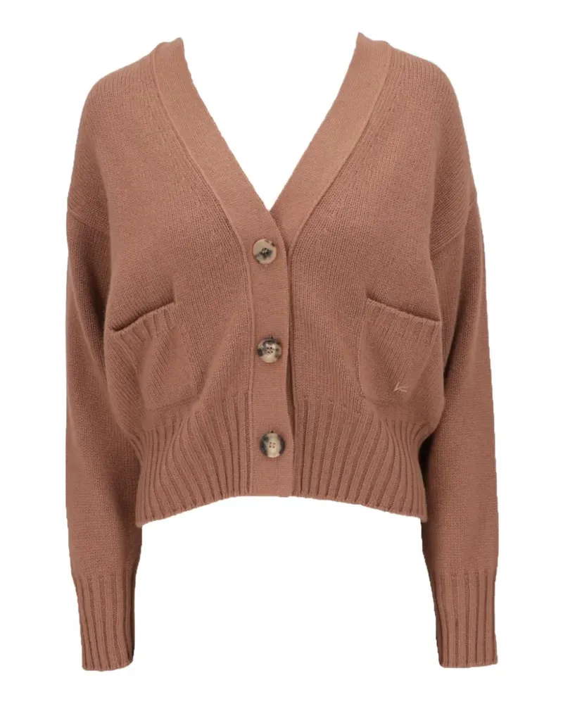 Isaia button-up patch-pocket cardigan - Braun Braun