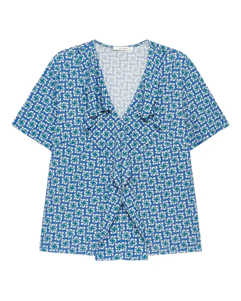 Maliparmi ruffled geometric V-neck top - Blau Blau