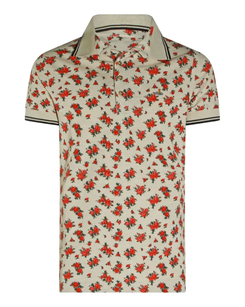 Vivienne Westwood Two Button floral-print polo shirt - Nude Nude