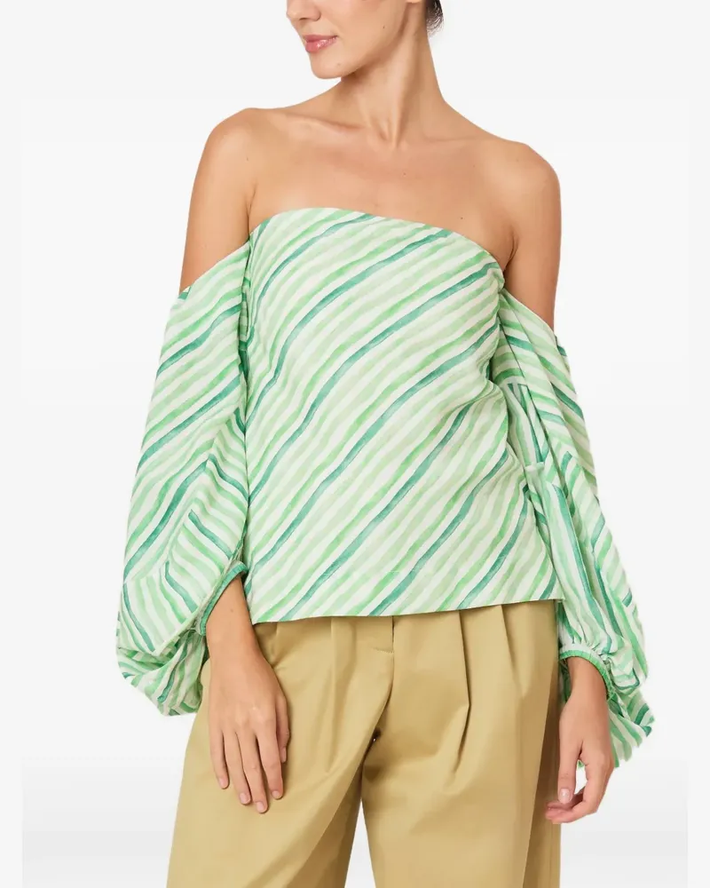 Rosie Assoulin striped off-shoulder top - Nude Nude