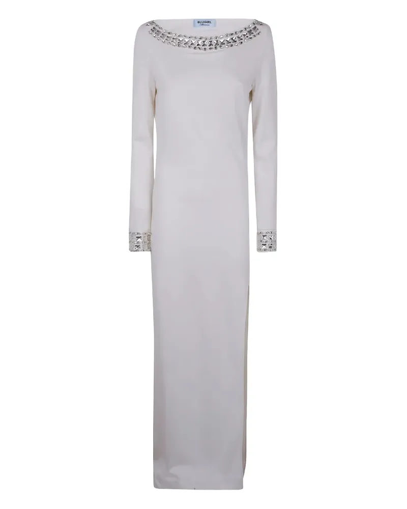 Blumarine Langes Kleid mit Kristallen - Weiß Weiß