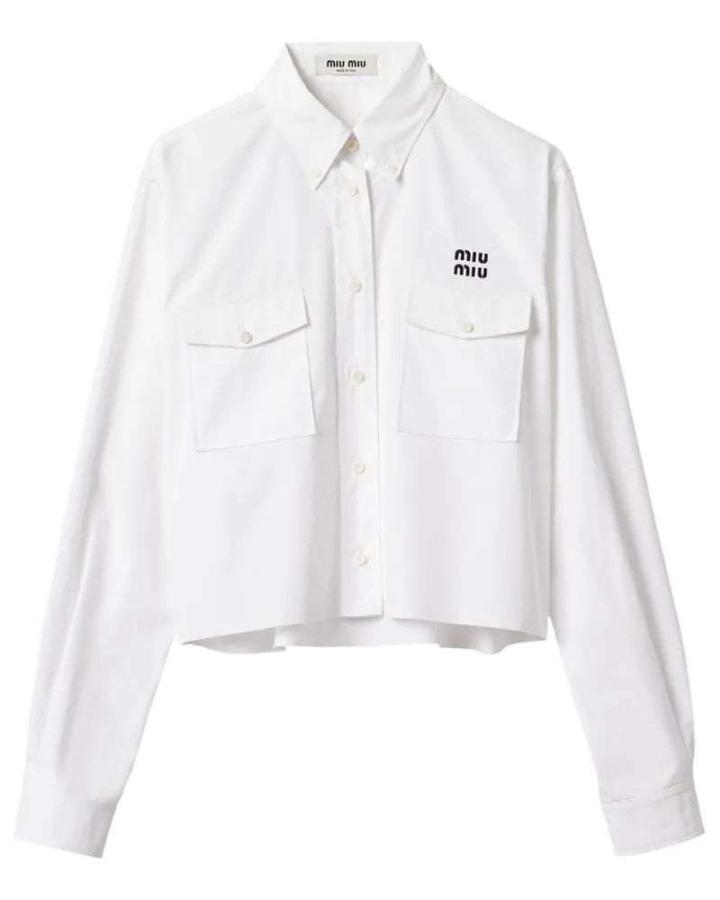 Miu Miu Popeline-Hemd mit Logo - Weiß Weiß