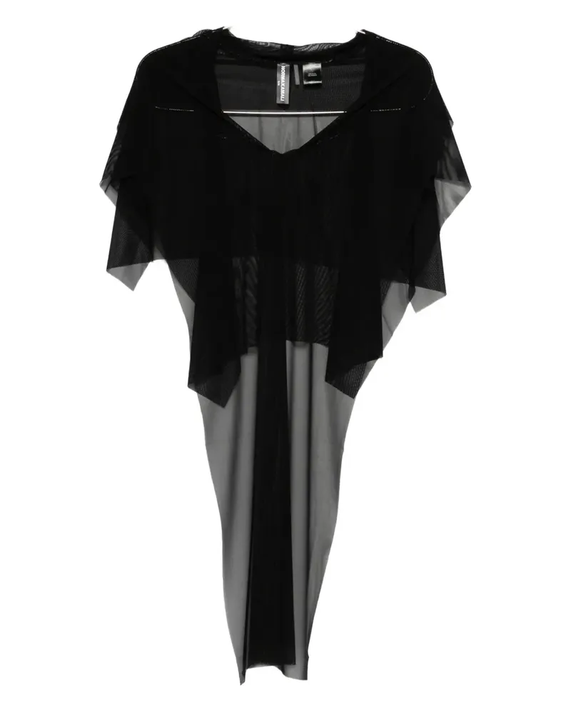 Norma Kamali Oberteil mit Mesh-Overlay - Schwarz Schwarz