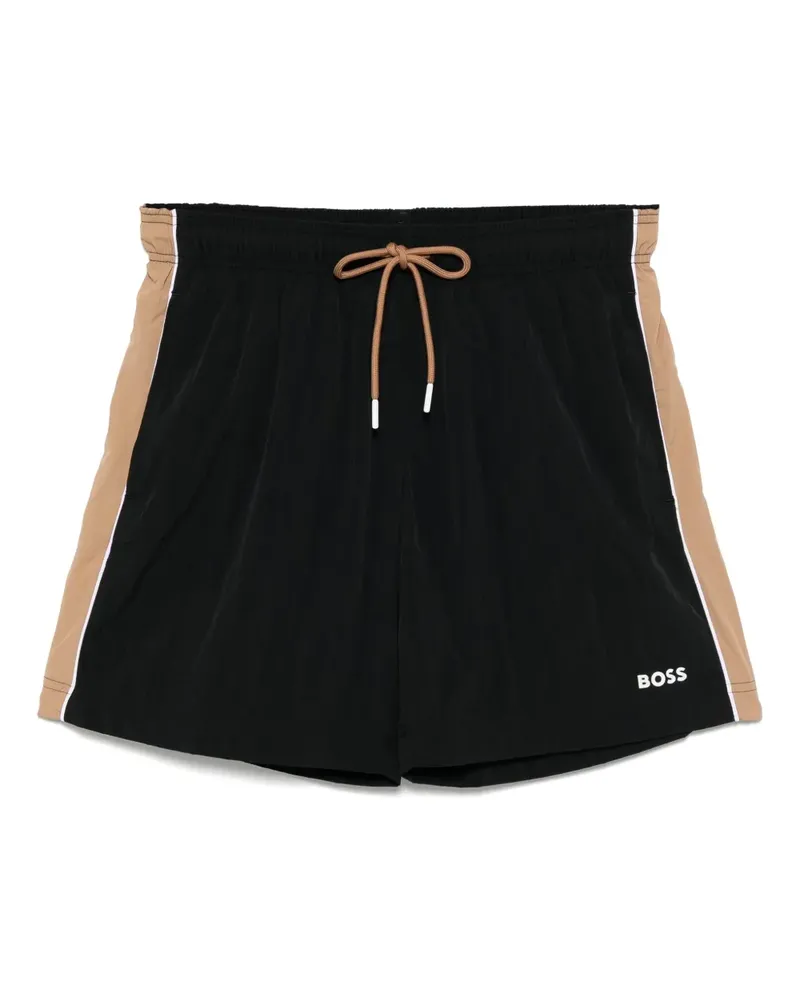 HUGO BOSS Badeshorts mit Logo-Print - Schwarz Schwarz