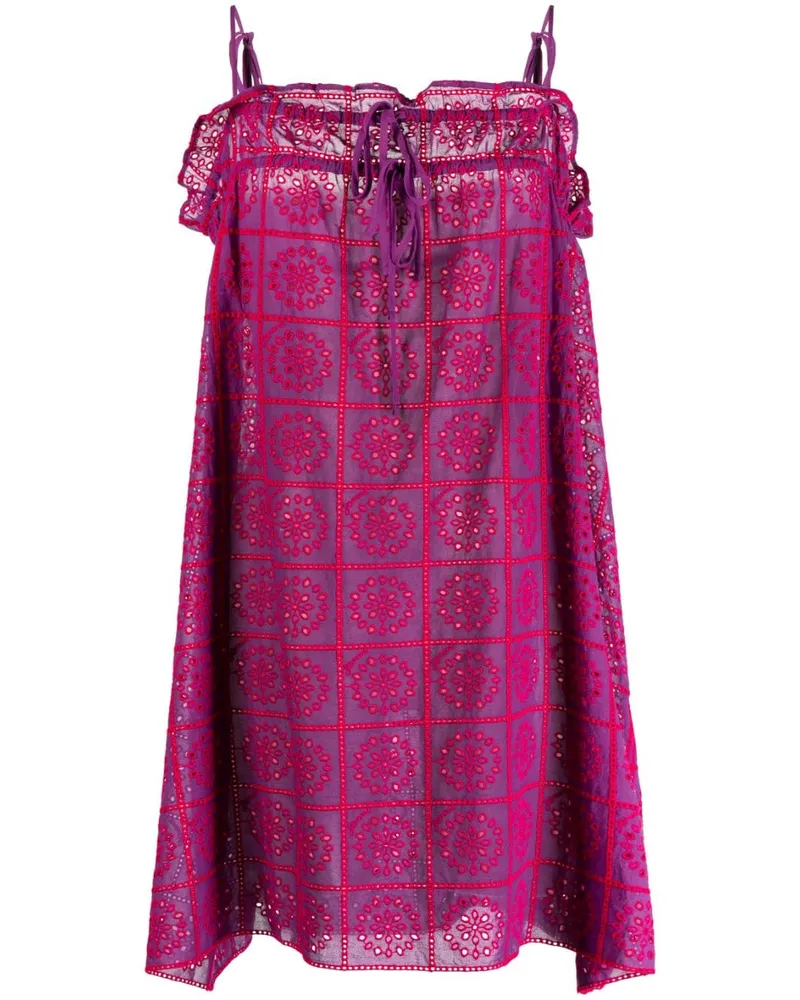 Ganni Kleid mit Lochstickerei - Violett Violett
