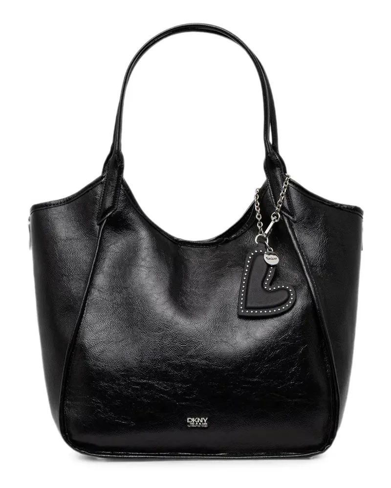 DKNY Mari heart-charm grained tote bag - Schwarz Schwarz