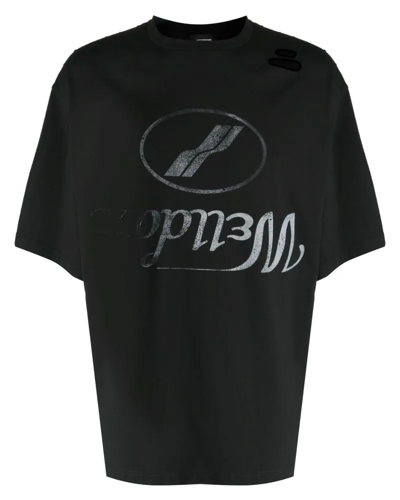 WE 11 DONE T-Shirt mit Logo-Print Schwarz