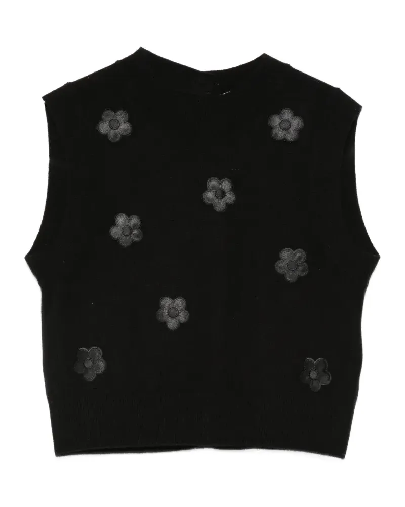 Cecilie Bahnsen floral-appliqué vest - Schwarz Schwarz