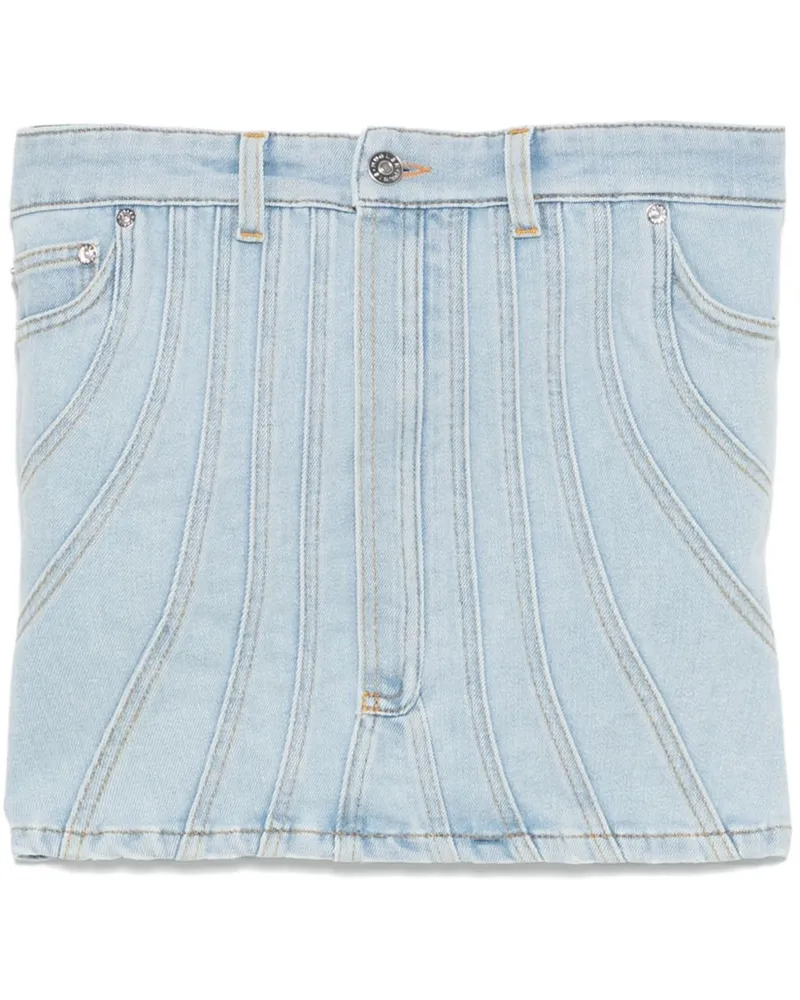 Thierry Mugler Oberteil aus Denim mit Ziernaht - Blau Blau