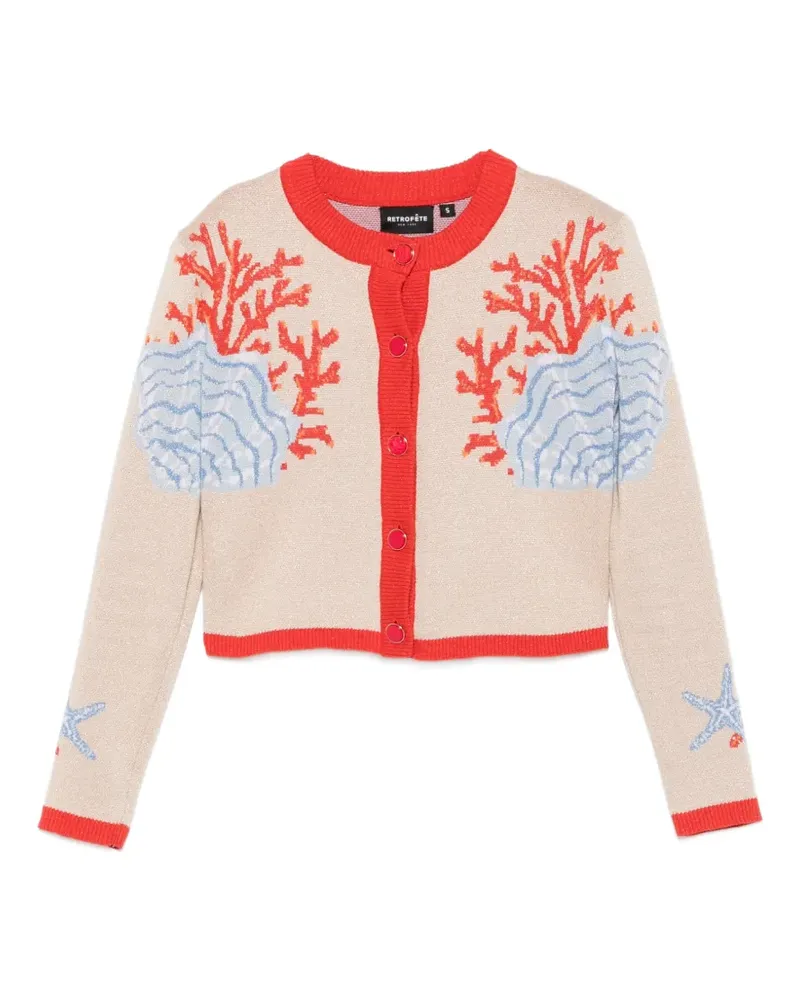 Retrofête Aralyn Cropped-Cardigan mit Korallen-Intarsie - Nude Nude