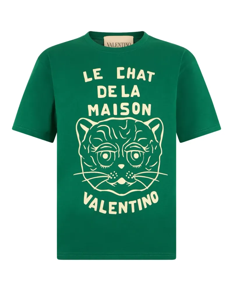 Valentino Garavani T-Shirt mit Le Chat de la Maison-Print - Grün Grün