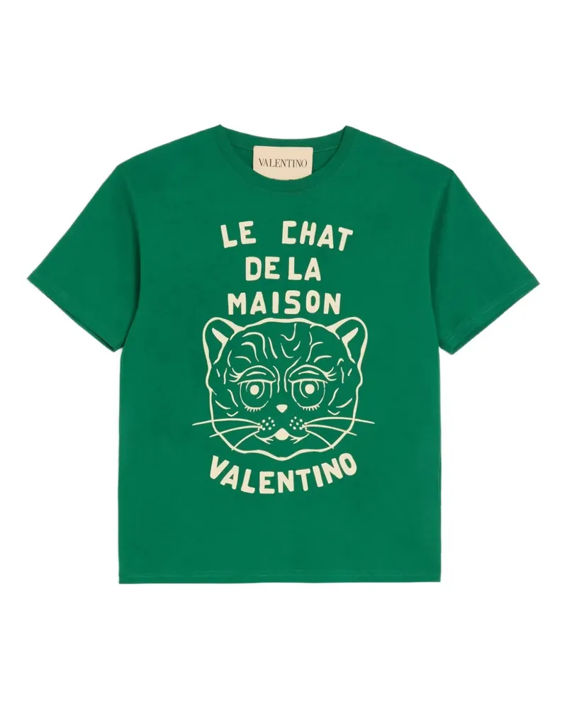 Valentino Garavani T-Shirt mit Katzen-Print - Grün Grün