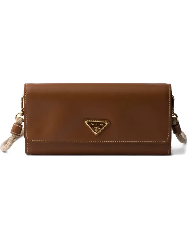Prada leather wallet with shoulder strap - Braun Braun